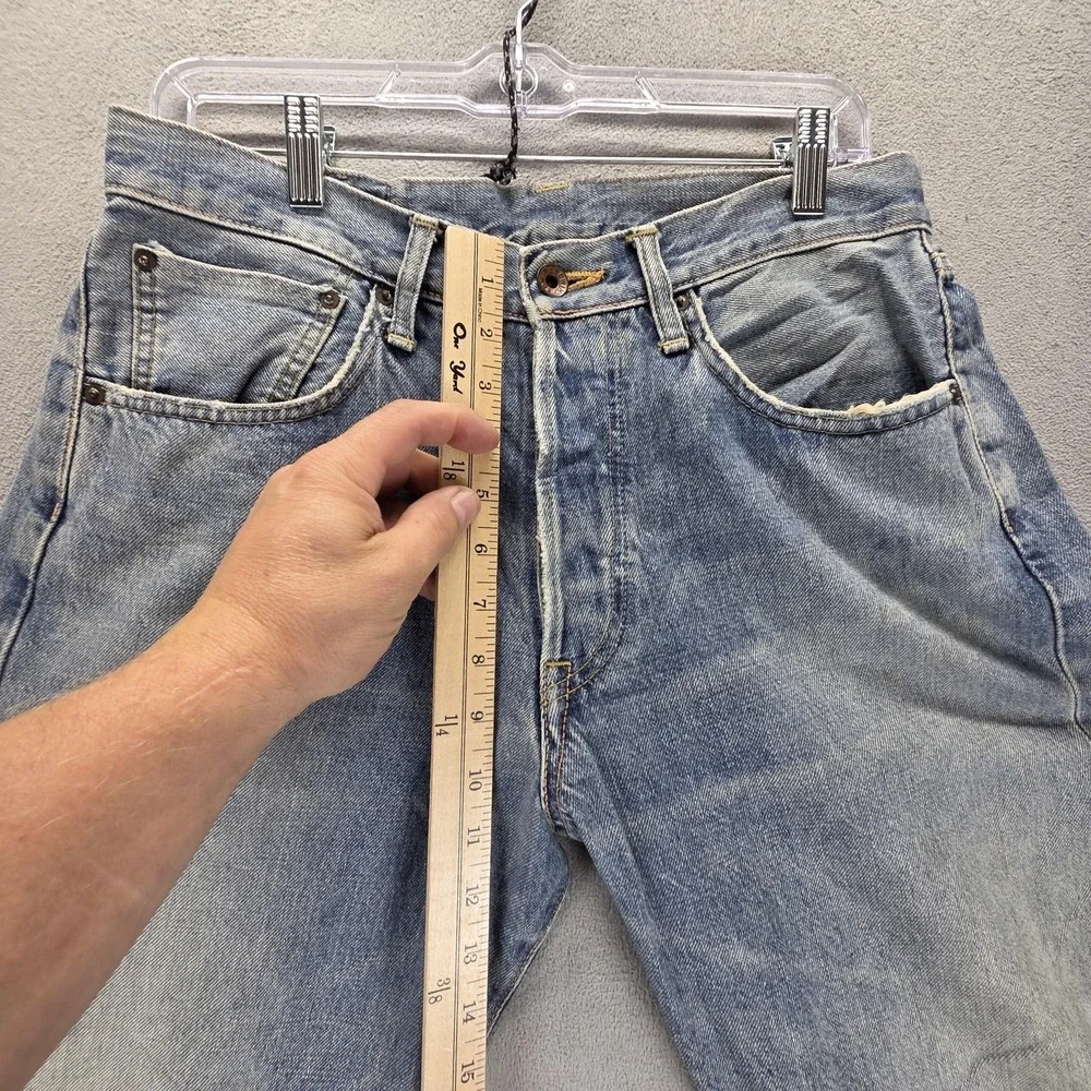 Vintage Edwin Jeans Mens Blue Selvedge 505X Straight Button Fly Fits 32x32